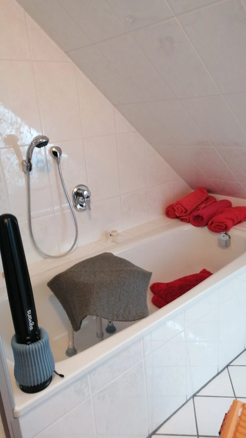 Alte Badewanne mit Einstiegshilfe